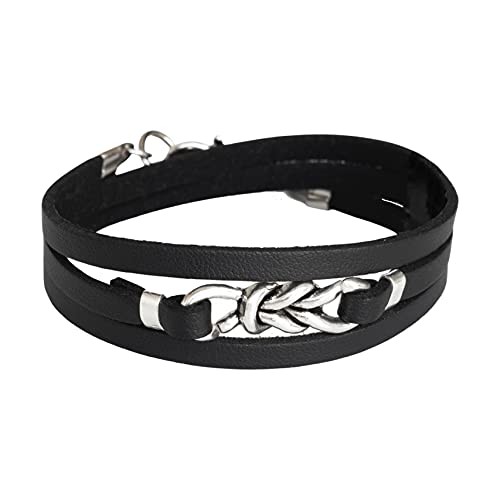 Men's Bracelet, Vegan Leather Wrap Bracelet, Infinity Celtic Knot Cuff, Tribal Boho Jewelry, Handmade Wrist Band for Guys