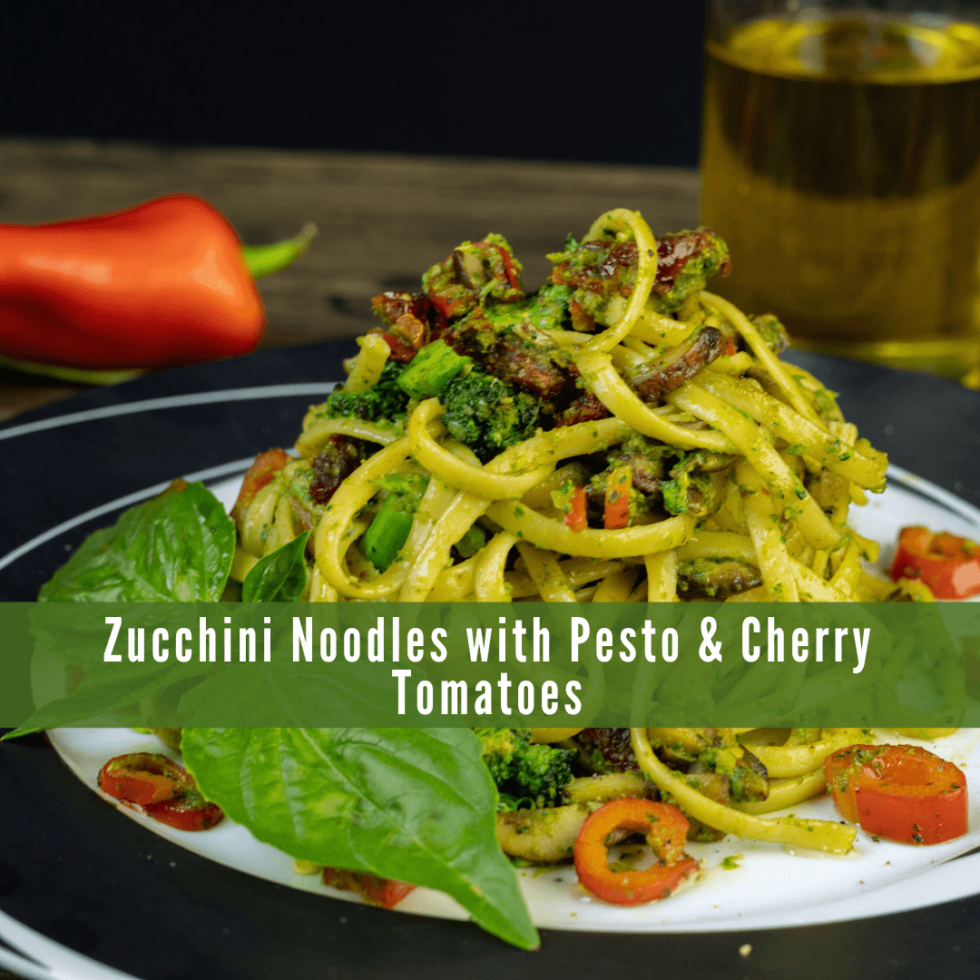 Zucchini Noodles With Pesto & Cherry Tomatoes