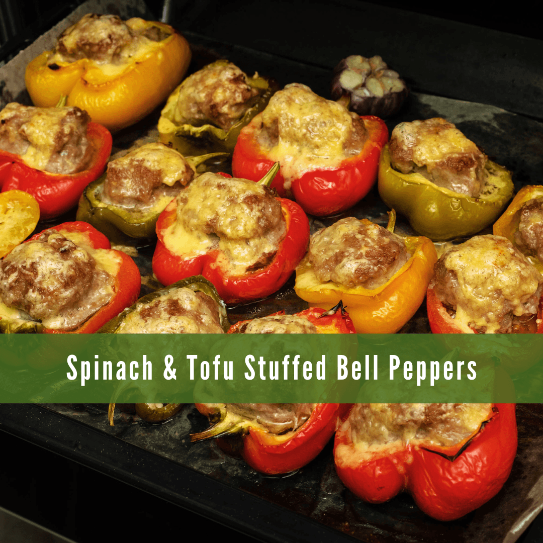 Spinach & Tofu Stuffed Bell Peppers